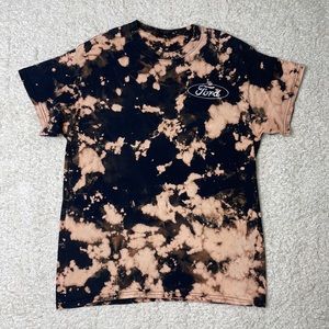 Ford Vintage Style Acid Washed Black Bleached Dyed T-Shirt